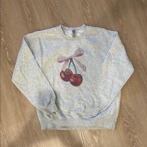 Gray Sweatshirt with Cherry Design
